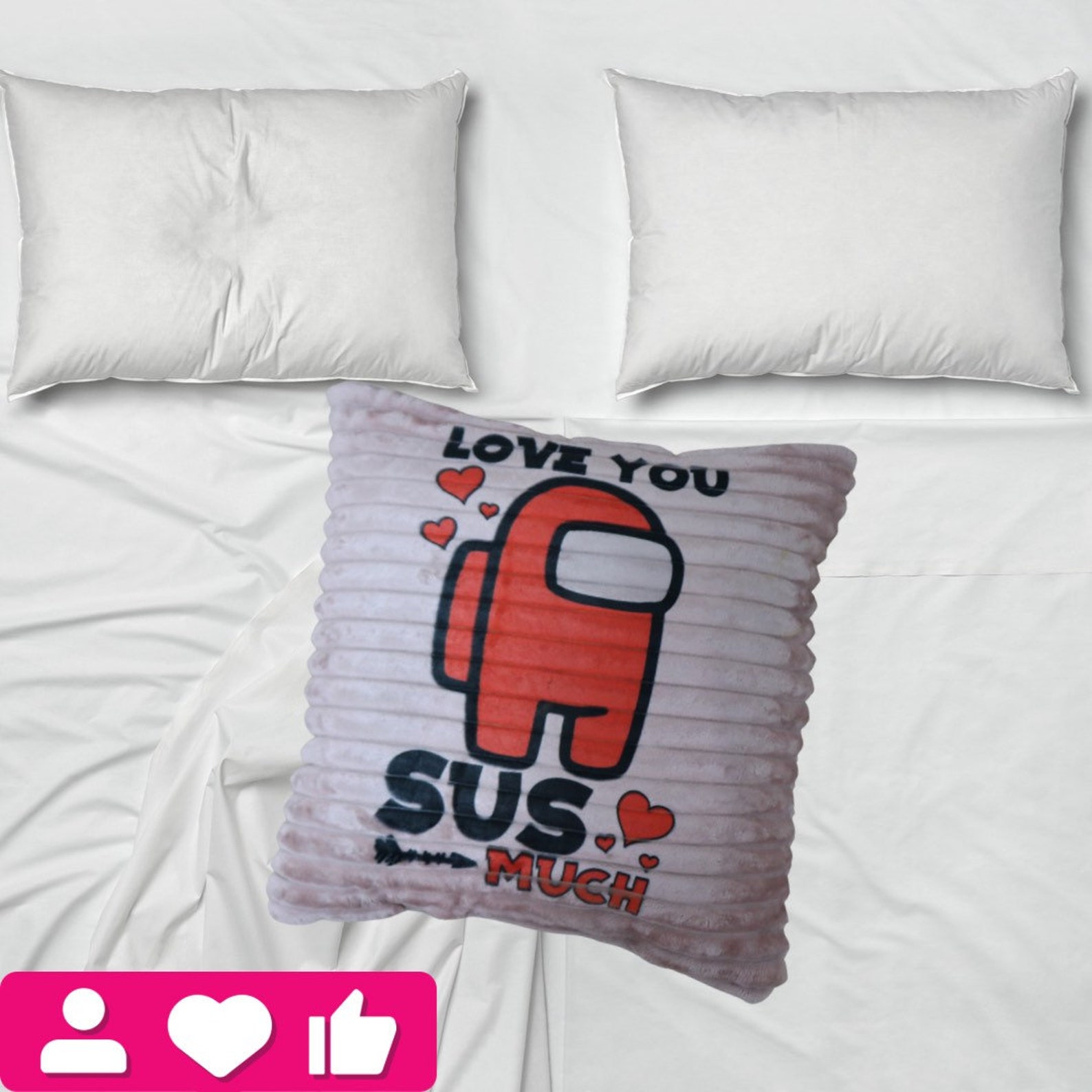 Love you sus much Decortive pillow among us pillow cute Etsy