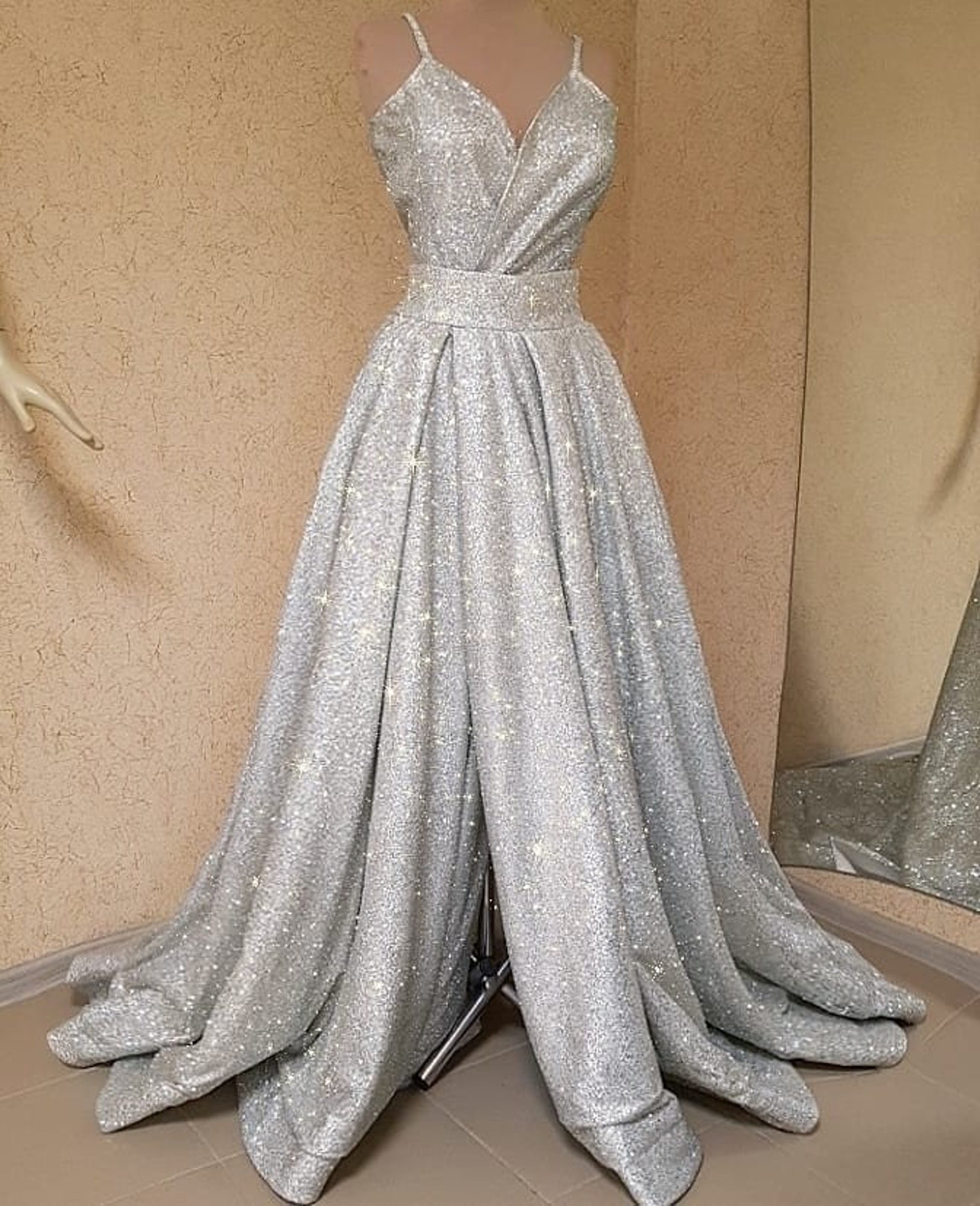 Luxury Glitter silver dress Etsy