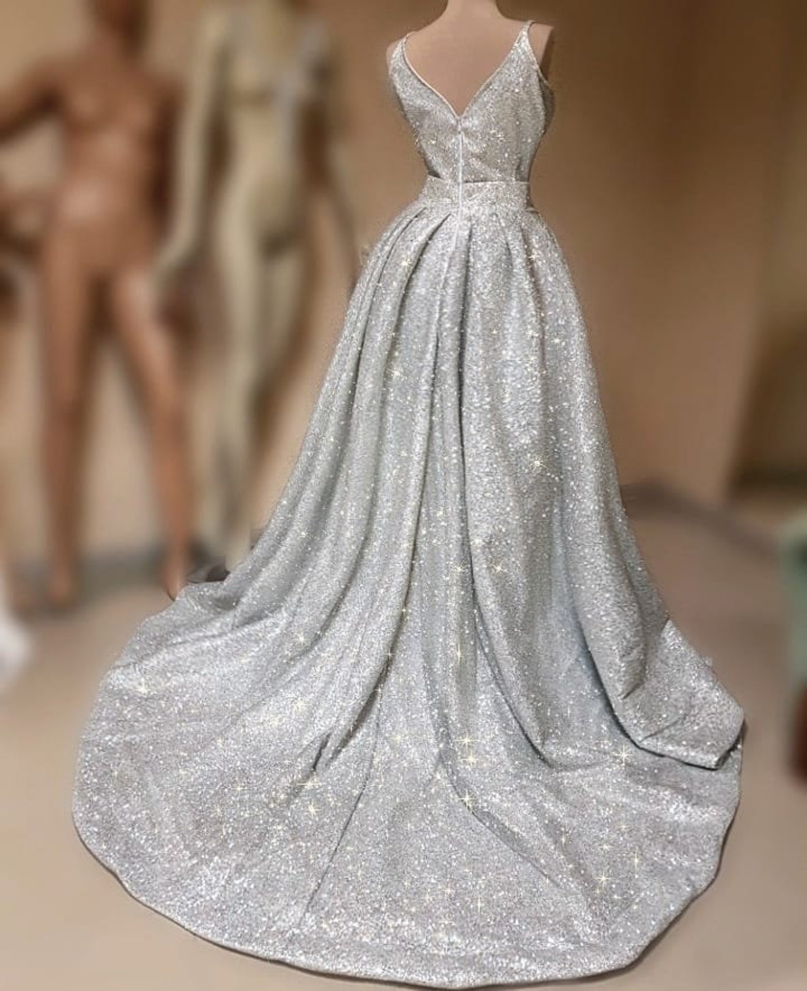 Luxury Glitter silver dress Etsy