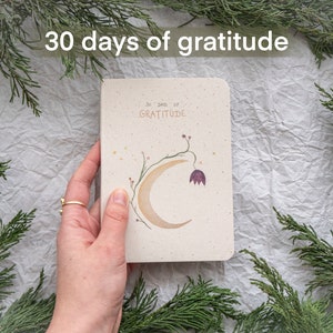 Diario della gratitudine piccolo, idea regalo per Natale, sostenibile, carta riciclata, fatto a mano, pratica la consapevolezza, 30 giorni di gratitudine