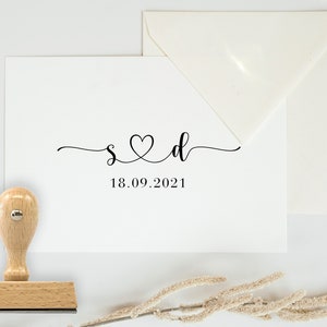 Personalized wedding stamp with your initials and wedding date - individual stamp for the wedding