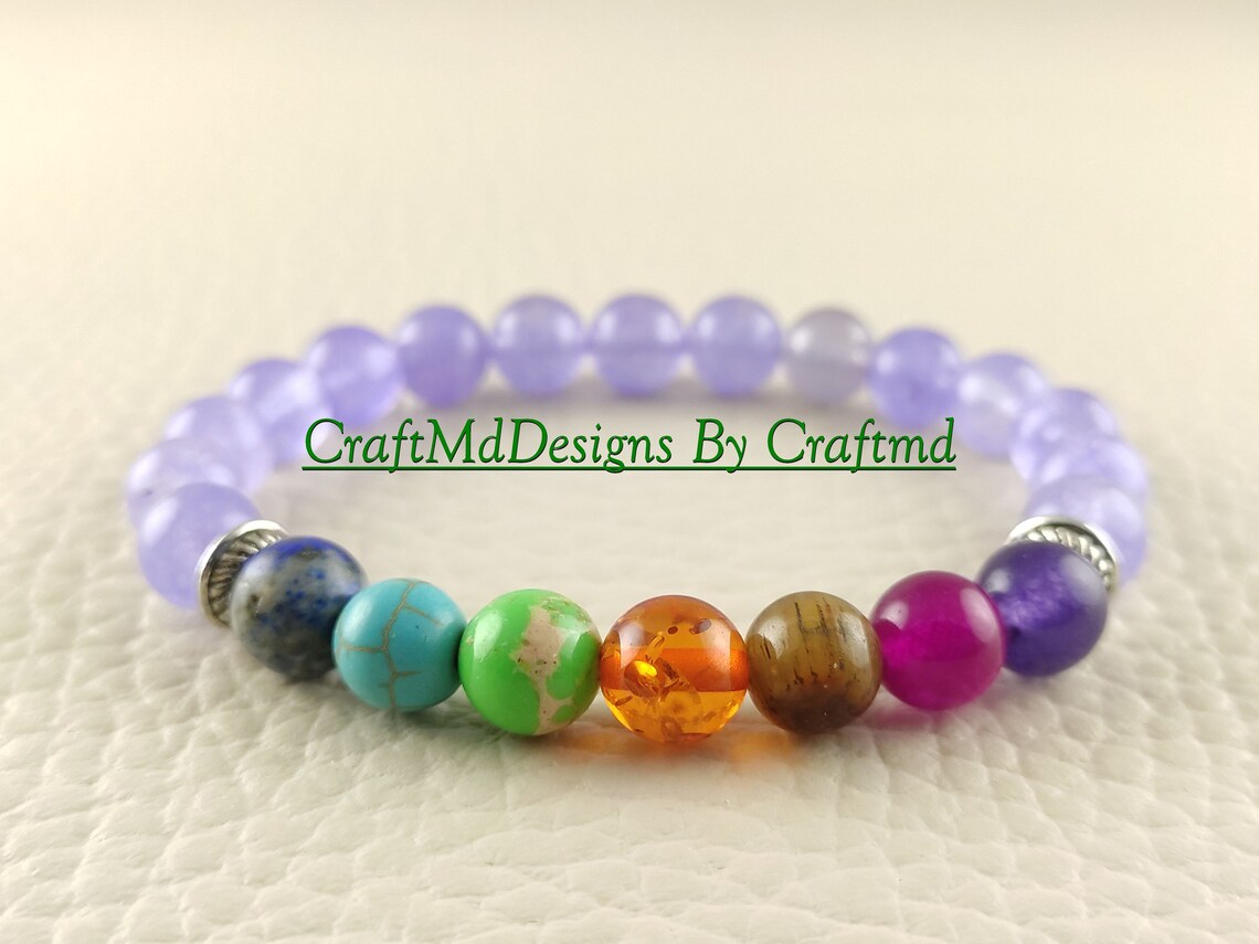 Purple Jade Chakra Bracelet Beaded Bracelet Purple Jade Etsy