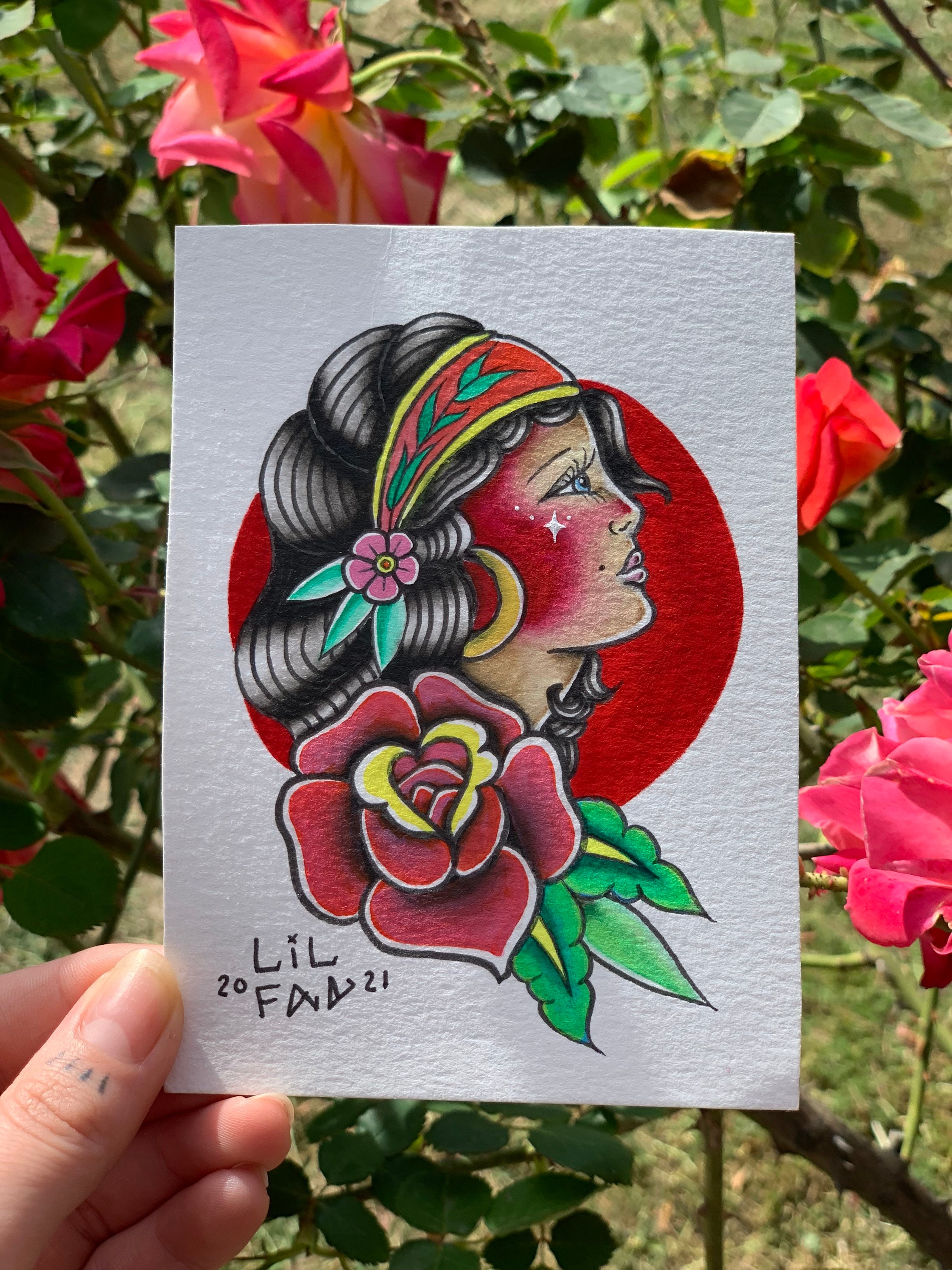 Traditional Gypsy Tattoo Flash 6 x 4 cm Etsy