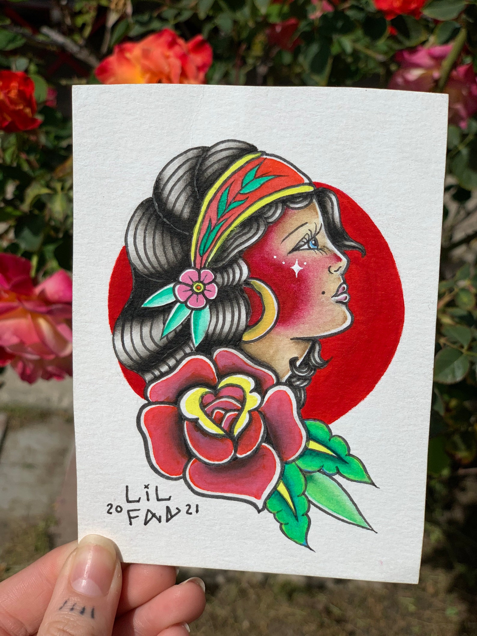 Traditional Gypsy Tattoo Flash 6 x 4 cm Etsy