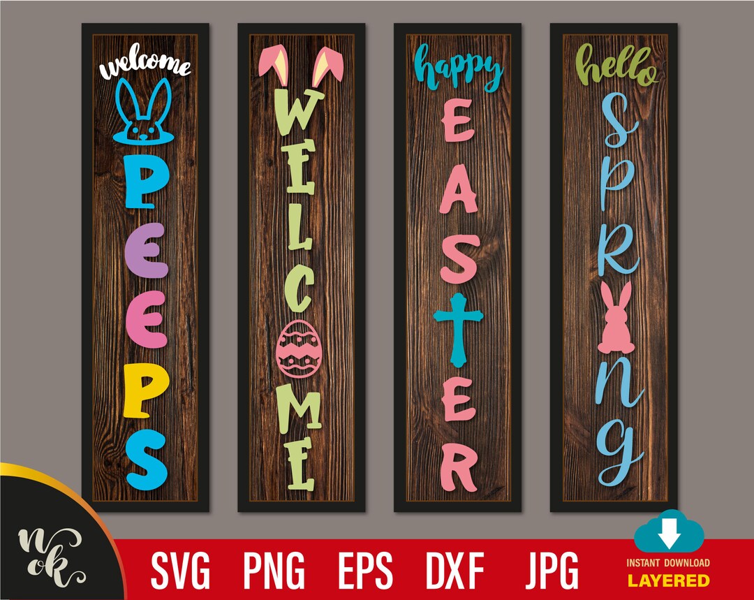 SVG Easter Porch Sign Bundle | Welcome Peeps Easter Porch Sign | Happy ...