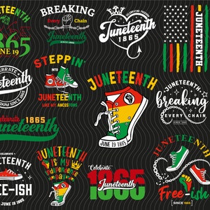 Juneteenth svg-bundel, zwarte geschiedenis svg, Afro-Amerikaanse svg, eps, dxf, png, free-ish svg, sinds 1865 svg-bestanden voor cricut, digitale bestanden.