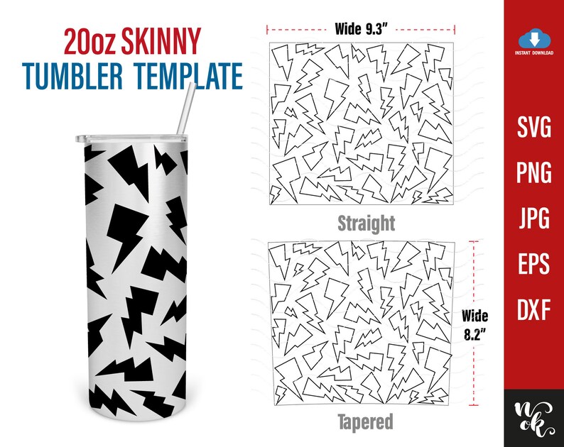 Tangram Tumbler SVG Thunder Template 20oz Skinny Svg Straight - Etsy