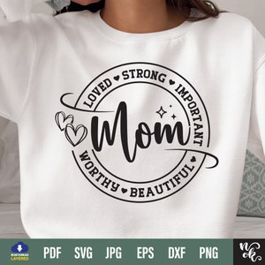 Vie de maman SVG, maman forte Important belle digne aimée Svg, fichier Svg maman drôle pour Cricut, fille maman Png, chemise maman garçon, sublimation PNG