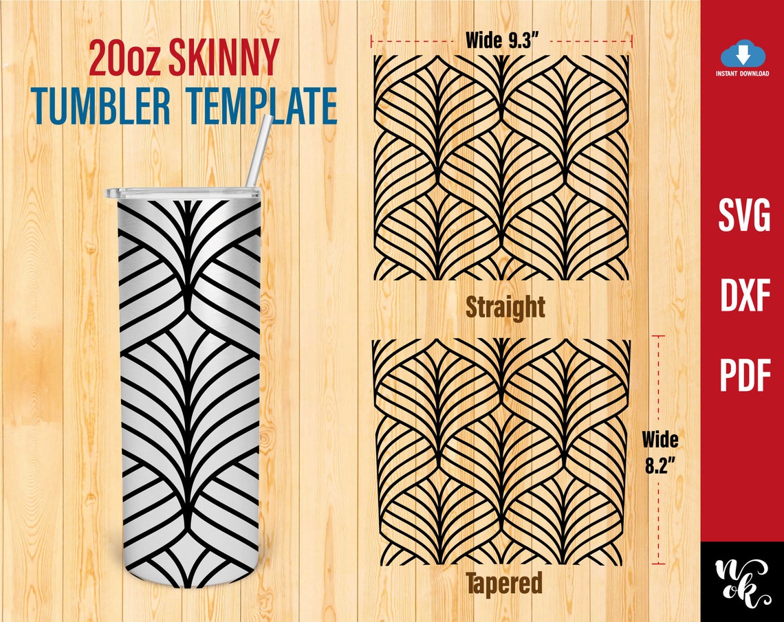 Leaf Tangram Tumbler SVG Template 20oz Skinny Svg Straight - Etsy