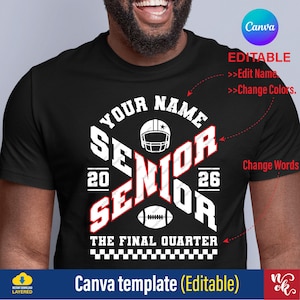 Football Senior svg, Class of 2026, The final quarter, Senior Mom svg, gift for her, football shirt svg, Senior 2026 svg, Graduation svg.