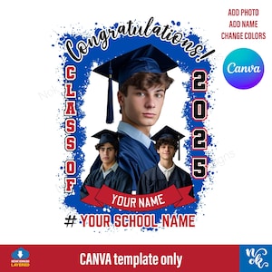 Abschlussvorlage Canva 2025, Herzlichen Glückwunsch Graduate 2025 Anpassen Canva Vorlage PDF, Senior 2025 Graduate Shirt Foto pdf