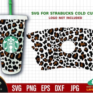 Leopard Starbucks Cup SVG: Plik Venti Cold Cup (pobieranie cyfrowe)