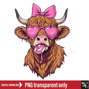 Highland Cow png, Valentine Coquette Png, Valentine&#39;s Day png, Retro Valentine Png, Valentine Heart Png, Love Png, Sublimation Designs