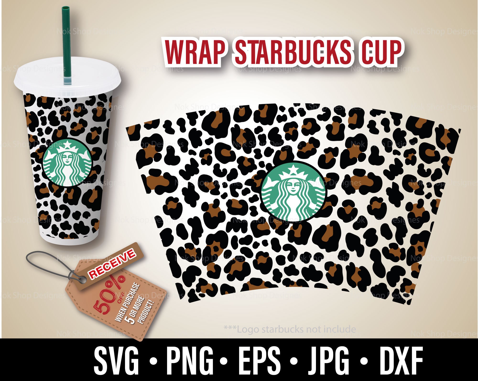 Download 2 Layer Full wrap leopard skin SVG for Starbucks Venti ...