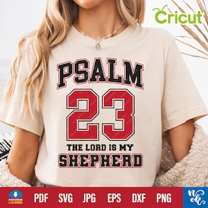 Psalm 23 SVG PNG: Christian Bible Verse, Football Jersey Design (Digital Download)