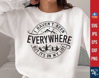 Travel List SVG PNG: Adventure Shirt Design (Digital Download)