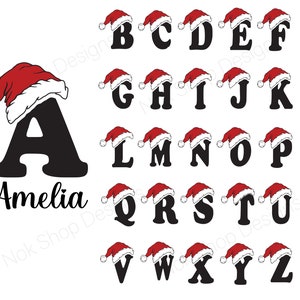 Pacote de alfabeto SVG de Natal, letras A-Z SVG para Cricut, Silhouette Cameo, sublimação PNG, ideia de presente de Natal personalizado, nome personalizado