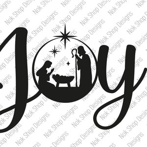 Archivos SVG de alegría con escena de la Natividad de Navidad para máquinas de corte DXF como Silhouette Cameo y Cricut, descarga digital para uso comercial