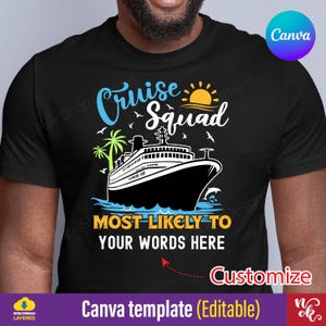 Plantilla de camiseta de crucero más probable, Canva Pro, personalizable, crucero familiar, citas divertidas de cruceros, vacaciones en crucero, camisetas de cruceros familiares