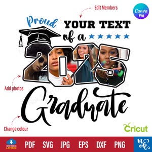 2025 年卒業 SVG PNG、2025 年卒業生写真パーソナライズ卒業 SVG、誇り高き家族の卒業生 SVG、2025 年クラス SVG、シニア SVG。