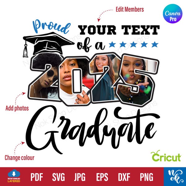 Graduation 2025 SVG PNG, 2025 Graduate Photo Personalized Graduation Svg, Proud Family Graduate Svg, Class Of 2025 Svg, Senior Svg.