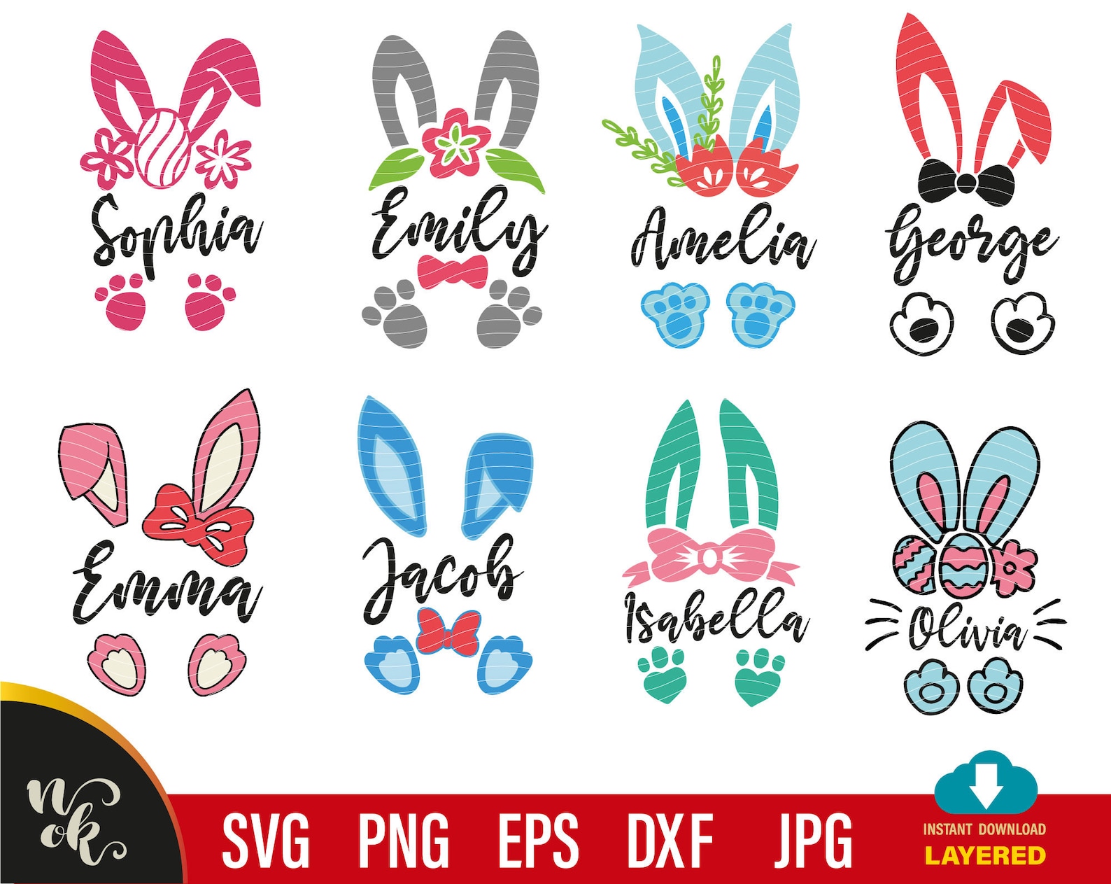 Bunny Name Frame SVG Bundle Easter Bunny Split Monogram Svg Etsy UK