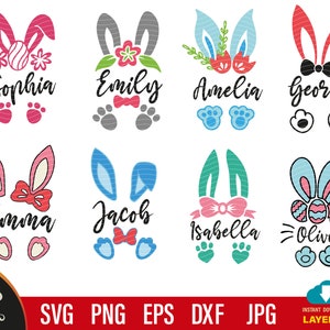 Easter bunny split monogram svg, Bunny Name Frame SVG Bundle, kid easter svg, Bunny SVG for Cricut, easter svg for kid, kids easter svg