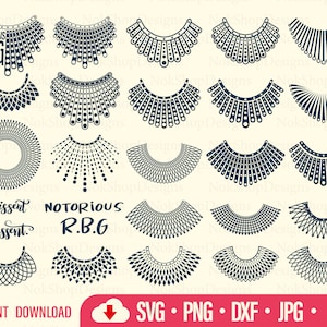 23 Collar RBG Svg Big Bundle, Png Svg for t-shirt mugs or craft project, Cut Files for Cricut & Silhouette. i dissent svg, NOTORIOUS RBG png