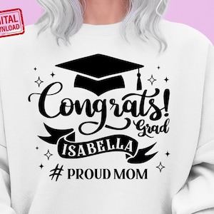 Gefeliciteerd grad SVG-bundel, AFSTUDEREN 2025 SVG, Proud Family Graduate SVG, naam afgestudeerde, SVG voor Cricut, silhouet, print, cut-bestanden
