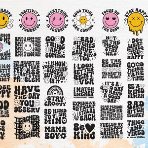 Groovy svg bundle, boho hippie png, estetyczne inspirujące i motywujące svg, modne pliki retro svg dla Cricut, sublimacja png