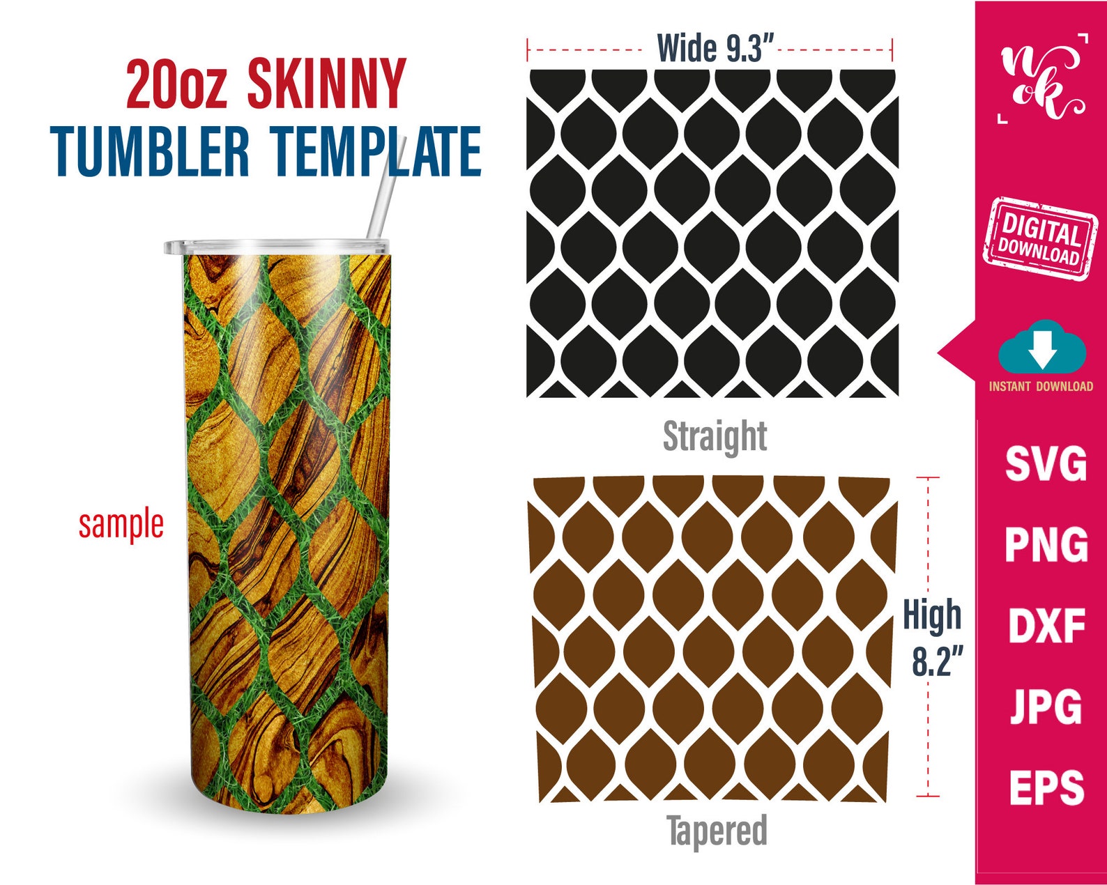 Tangram Tumbler SVG 20oz Skinny Template Svg Straight and - Etsy