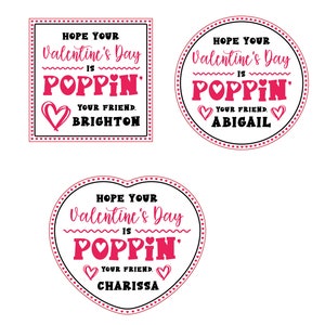 Hope Your Valentines Day is Poppin Digital Printable Valentine Tags Bundle, Valentines day cards for kids classrooms. PDF ready to print. image 2