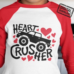 Herzzerkleinerer für Cricut, Valentinstag Png, Valentinstag Png, Valentinstag Geschenk, Monstertruck Schnittdatei für Cricut, Valentinstag Shirt für Kinder