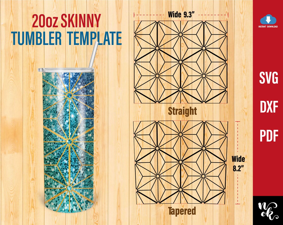 Star Tangram Tumbler SVG Template 20oz Skinny Svg Straight | Etsy