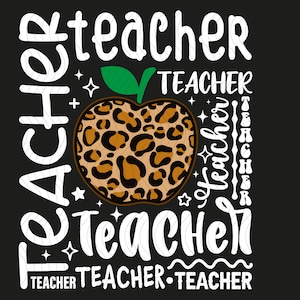 Leopard Apple Teacher SVG PNG: Cheetah Print Design (Digital Download)