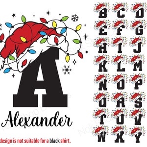 Paquete SVG del alfabeto navideño, letras A-Z svg para Cricut, números 0-9 sublimación png, idea de regalo de Navidad personalizado, nombre personalizado