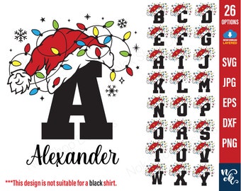 Christmas alphabet SVG Bundle, A-Z Letters svg for Cricut, Numbers 0-9 png Sublimation, personalize Christmas gifts idea, Custom name