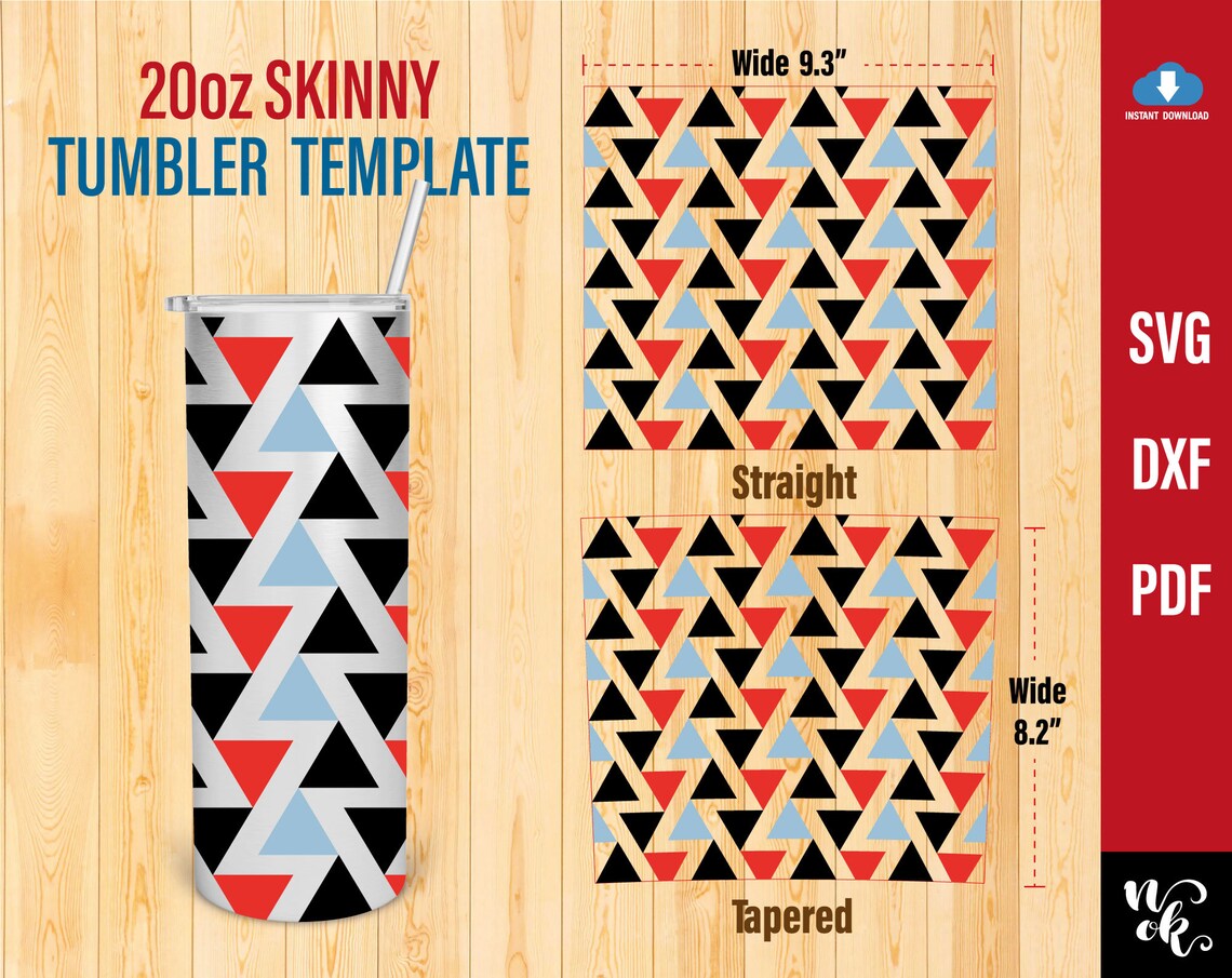 Triangles Tangram Tumbler SVG Template 20oz Skinny Svg - Etsy