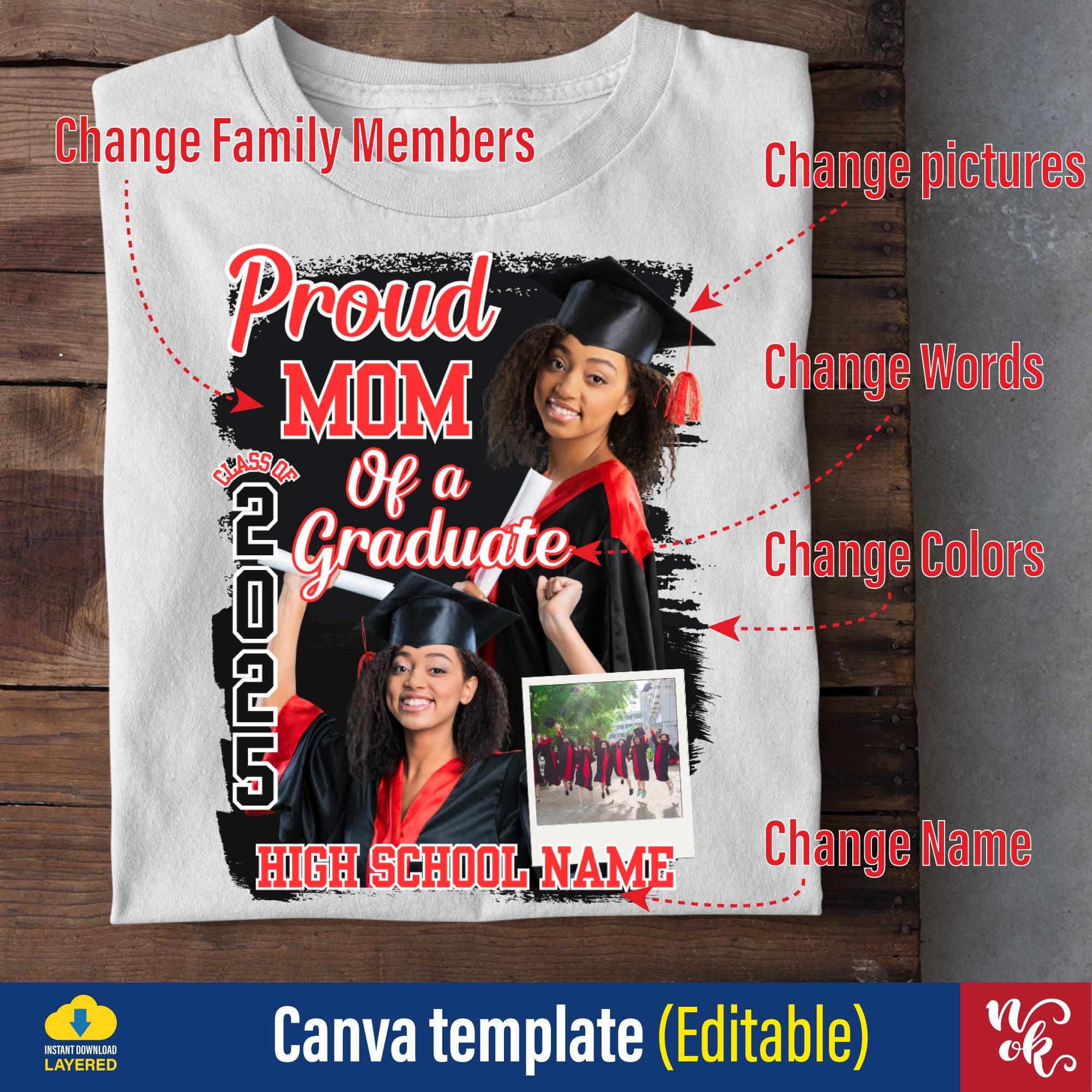 Graduate 2025 Canva Template: Personalized Photo, Editable Design (Digital Download)