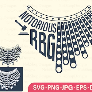 Collar NOTORIOUS RBG Svg Bundle, Png Svg for t-shirt mugs or craft project | Cut Files for Cricut & Silhouette