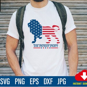 Le svg Patriot Party, Patriot Party svg, NOUVEAU Patriot Lion svg pour Cricut, sticker, HTV, vinyle, rouge blanc bleu, téléchargement numérique.