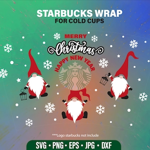 Gnome Christmas Starbucks Cup Wrap SVG: Venti Cold Cup File (Digital Download)