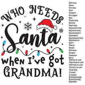 ¿Quién necesita a Santa Claus? SVG PNG, Navidad SVG, ¿Quién necesita a Santa Claus cuando tengo SVG?, Camisa navideña SVG, Personalizar miembros de la familia