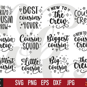 Pacote svg de correspondência de família Cousin Crew, png de correspondência de Cousin, arquivo de pacote svg Cousin Crew para Cricut e máquina de corte, download digital