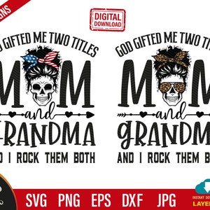 Mom Grandma Leopard Wink SVG: God Gifted Me Two Titles (Digital Download)