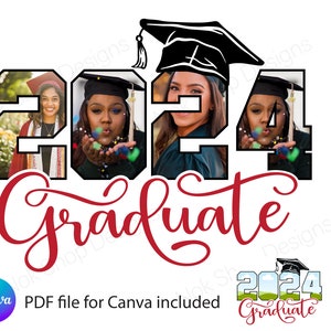 2024 Photo Template svg, Graduation Photo Template, Class of 2024 Sublimation PNG, Senior 2024 Template, 2024 Graduate png, Graduation 2024