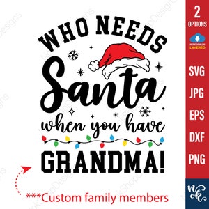 ¿Quién necesita a Santa Claus? SVG PNG, Navidad SVG, ¿Quién necesita a Santa Claus cuando tienes SVG?, Camisa navideña SVG, Personaliza a los miembros de la familia