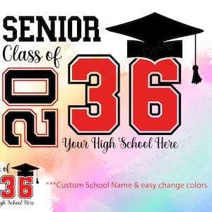 Class of 2036 SVG PNG, Senior 2036 svg, Graduation SVG, dxf, eps, and png Digital download for Cut machine and png sublimation print.