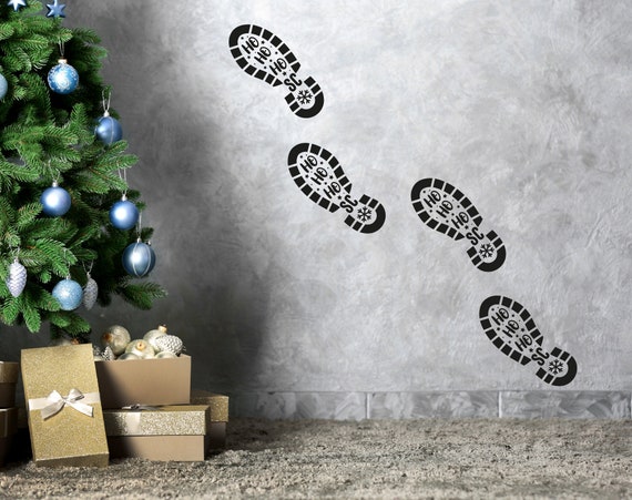 Santa Tree Boot Prints Stencil
