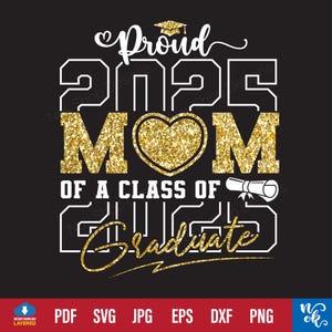 Fière maman d'un svg diplômé de 2025, Svg de l'obtention du diplôme, fier senior Svg, classe de 2025 Svg, png de l'obtention du diplôme 2025, fichier svg diplômé 2025 pour Cricut